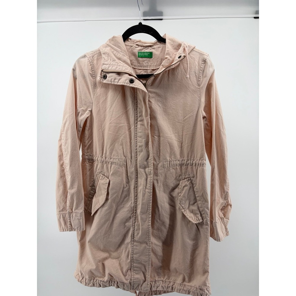 United Colors of Benetton Y2K Light Pink Hooded Utility Jacket, Women's Size 2